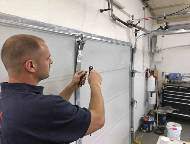 Before and after garage door dent repair by Westborough Garage Door Repair in Westborough