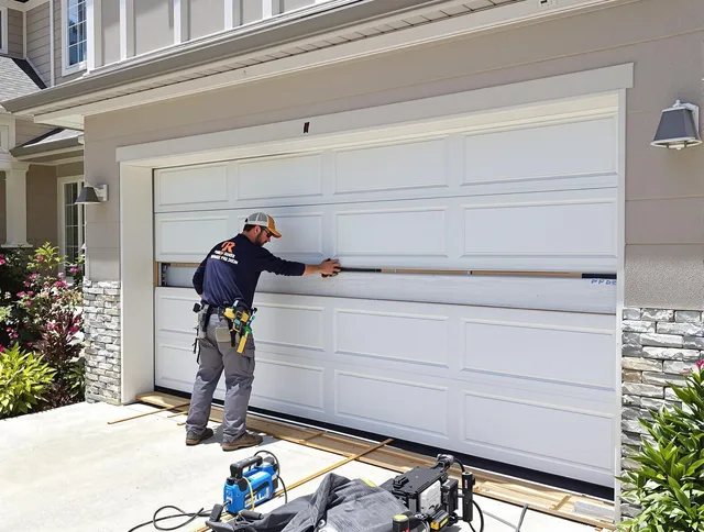 Westborough Garage Door Repair team performing complete garage door replacement at Westborough residence