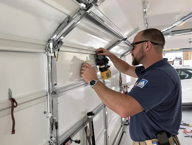 Westborough Garage Door Repair technician quieting a noisy garage door in Westborough