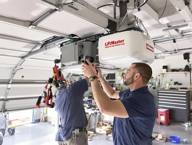 Westborough Garage Door Repair technician performing advanced diagnostics on garage opener in Westborough